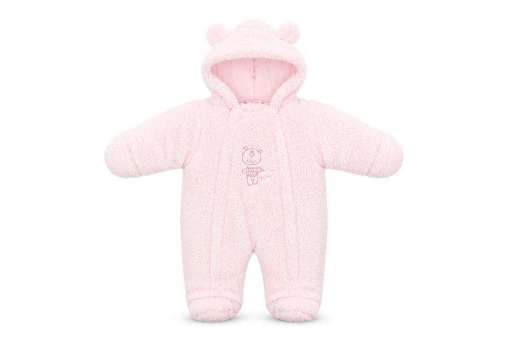 Bebe Bonito Pink Hooded Fleece Bear Coverall 0-3 Months Unisex Baby