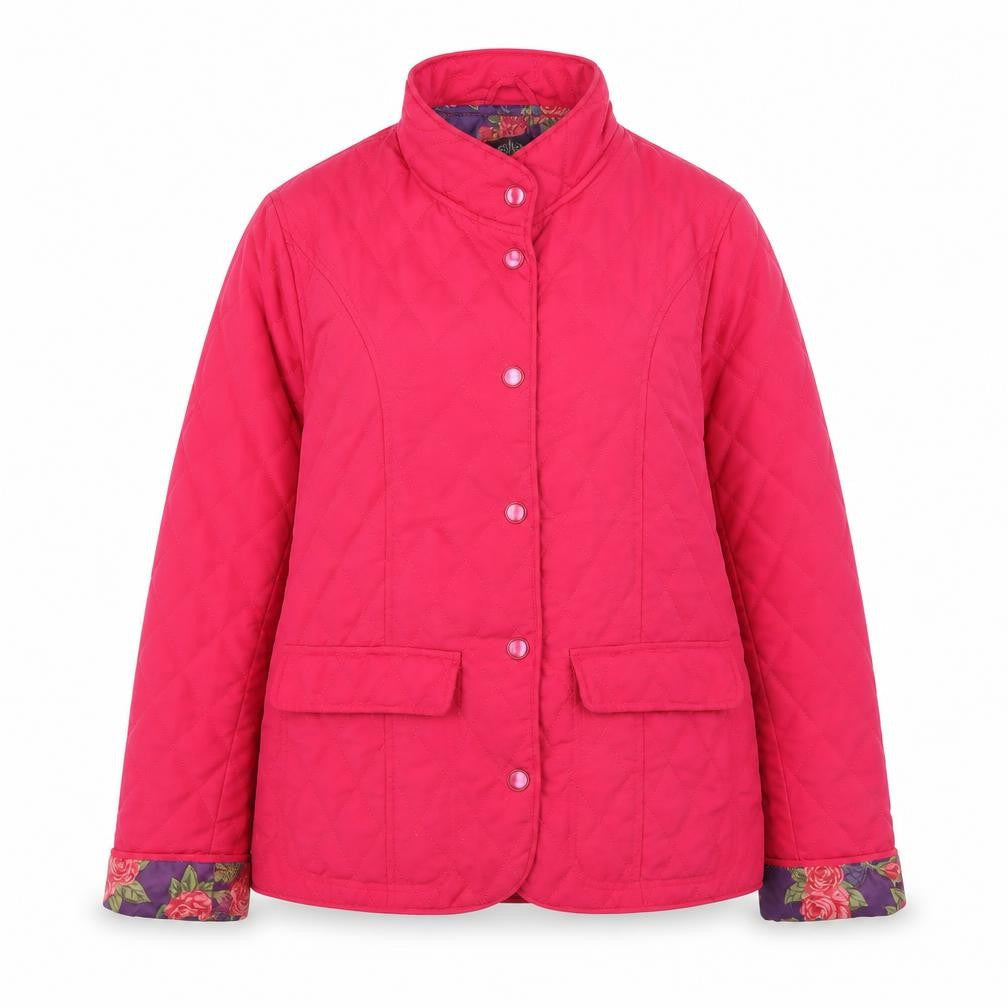 David Barry Womens Pink Quilted Mid-Length Jacket Size 12