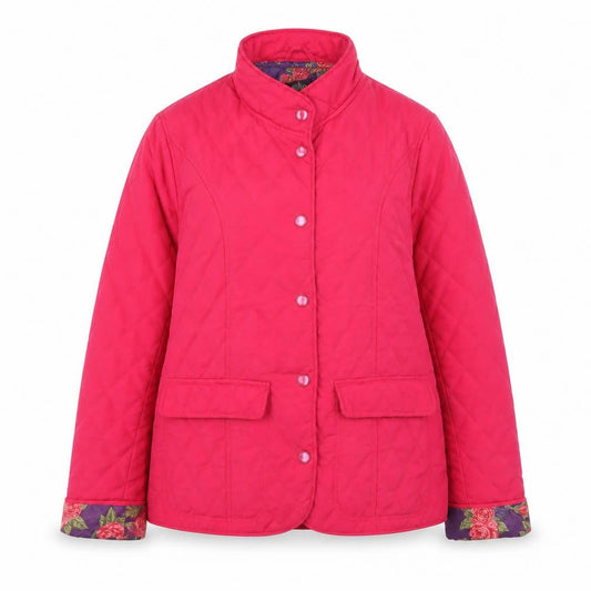 David Barry Womens Pink Quilted Mid-Length Jacket Size 12