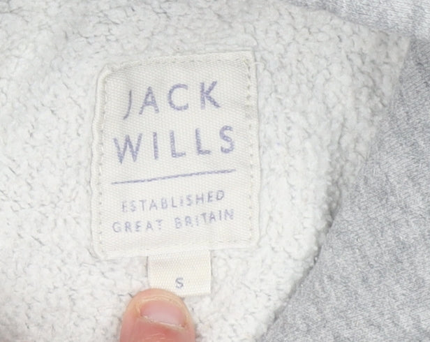 Jack Wills Mens Grey Small Pullover Hoodie Logo Fleece Sweatshirt