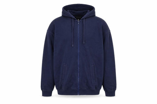 H&M Men’s Blue Full Zip Hoodie Relaxed Fit Size M Fleece Cotton Blend
