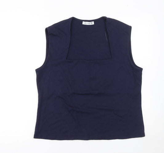 Gallery Womens Blue Square Neck Sleeveless Tank Top XL