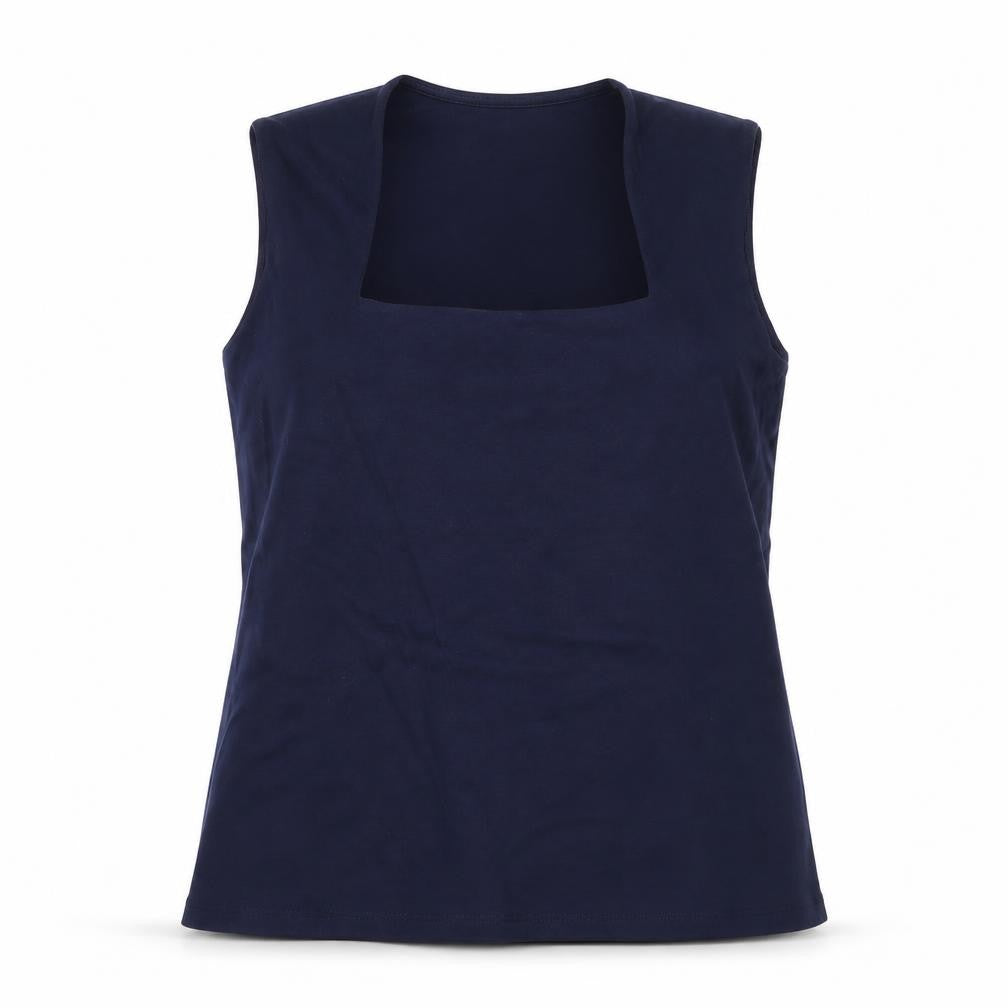 Gallery Womens Blue Square Neck Sleeveless Tank Top XL