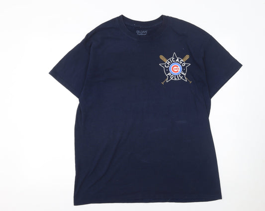 Gildan Men's Blue Chicago Police Cubs Graphic T-Shirt Size L