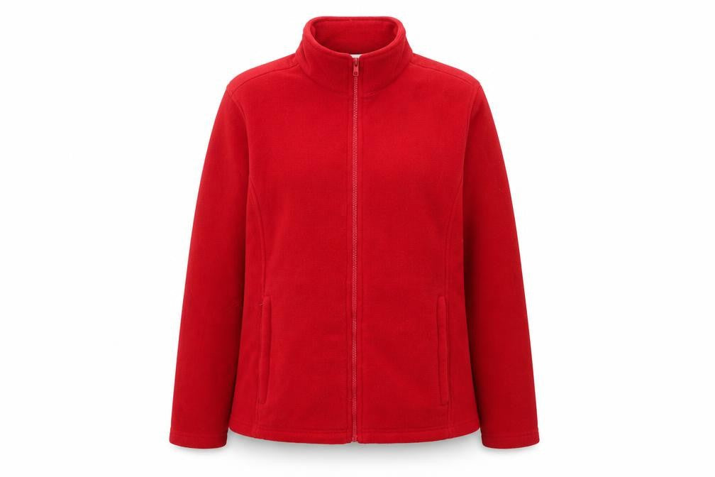 Damart Women Red Fleece Full Zip Jacket Size 12 Casual Warm