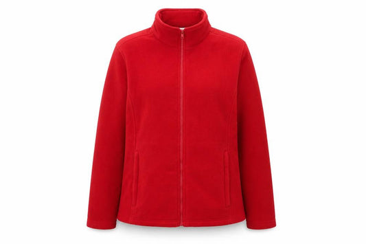 Damart Women Red Fleece Full Zip Jacket Size 12 Casual Warm