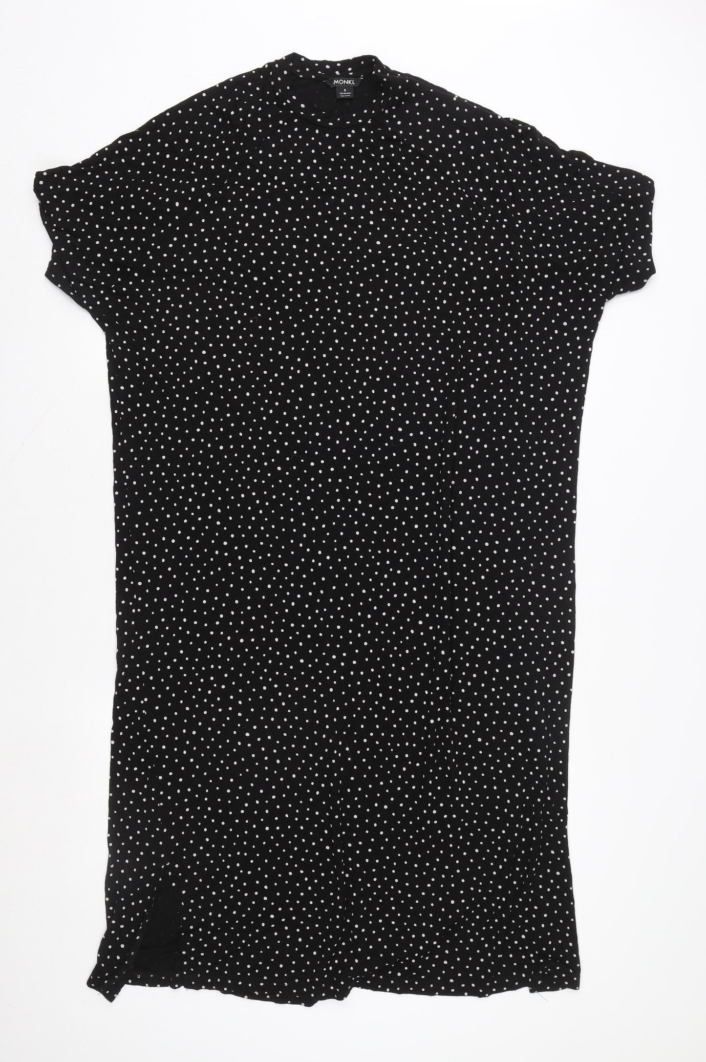 Monki Women’s Black Polka Dot Short Sleeve T-Shirt Dress Size S
