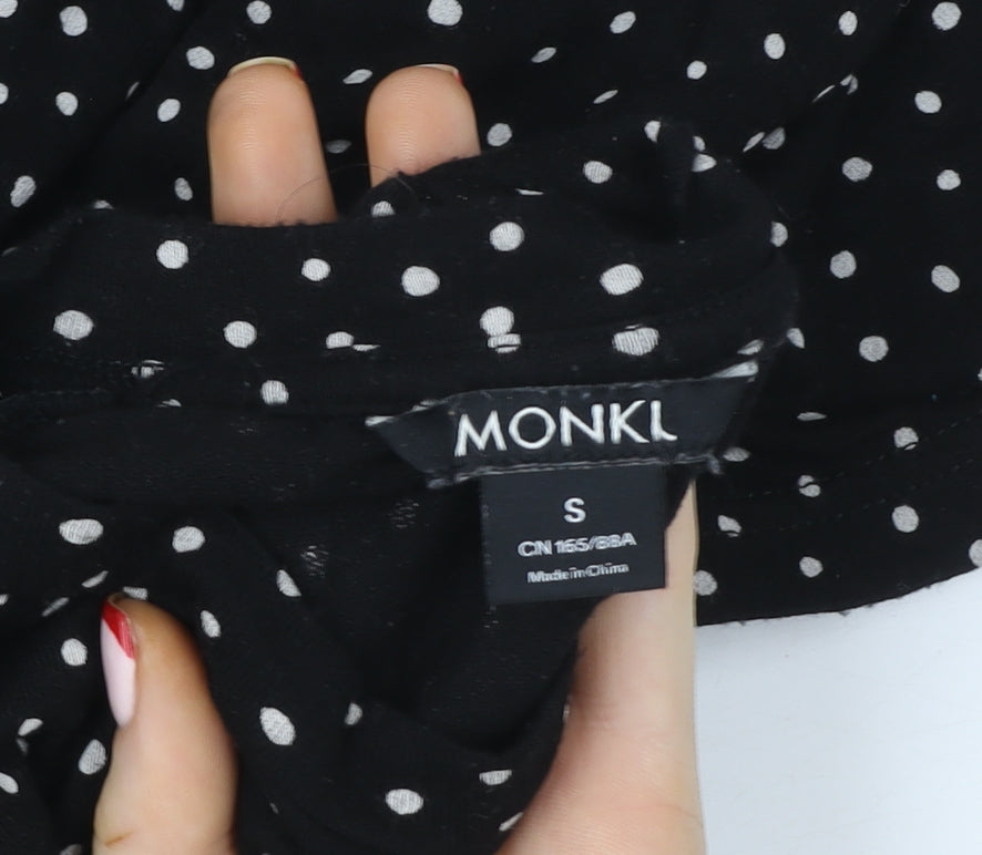 Monki Women’s Black Polka Dot Short Sleeve T-Shirt Dress Size S
