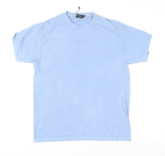 BoohooMAN Men's Blue Crew Neck Graphic T-Shirt Size S