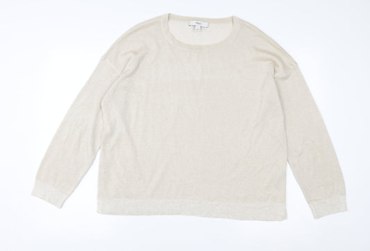 Marks and Spencer Womens Beige L Basic Knit Long Sleeve Top