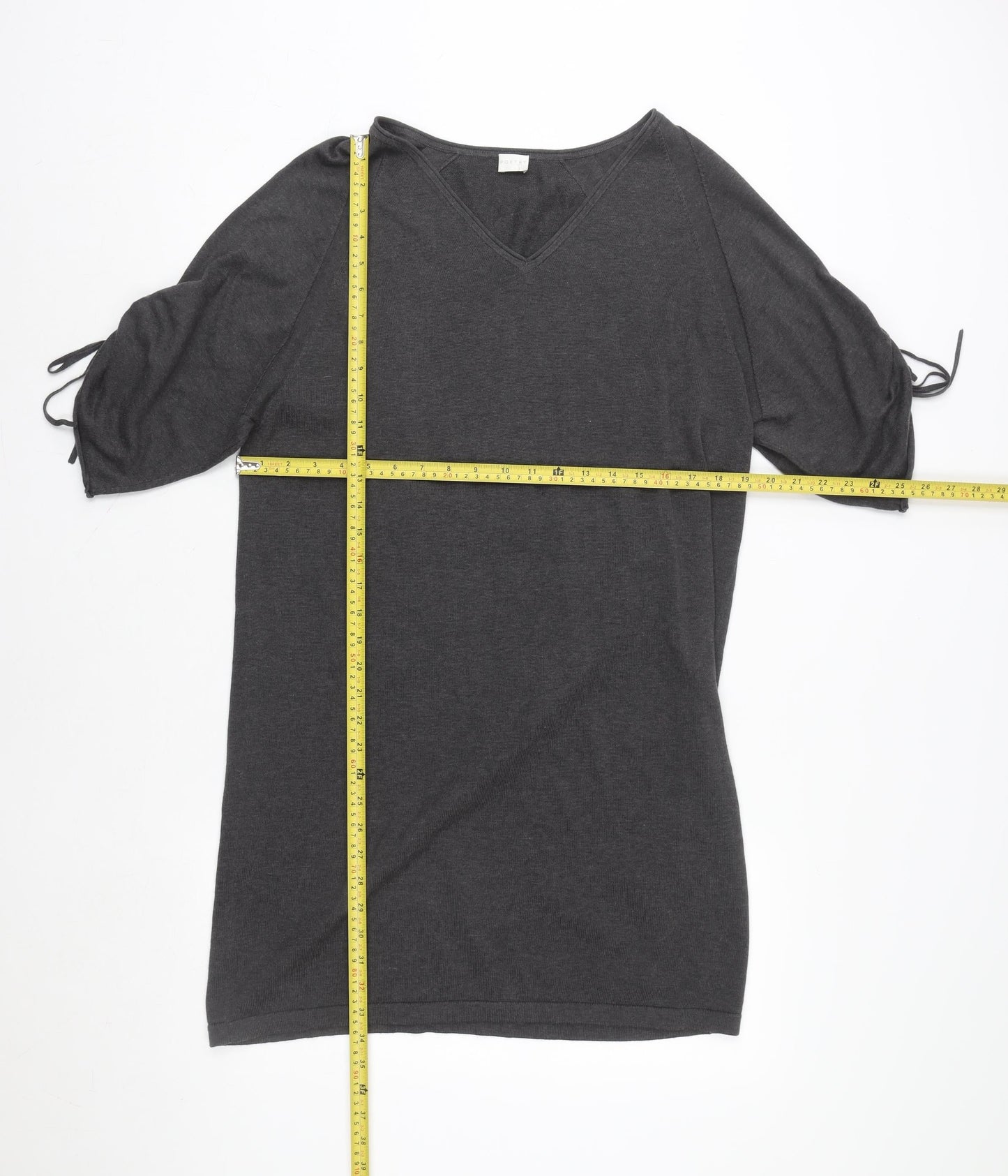 Poetry Womens Grey Cotton V-Neck T-Shirt Dress Size 10