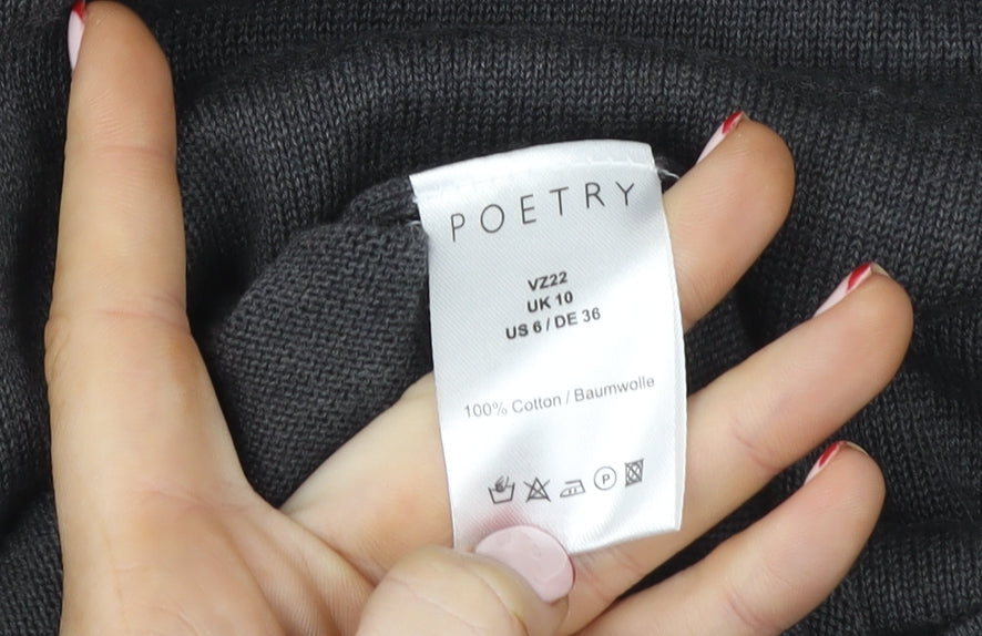 Poetry Womens Grey Cotton V-Neck T-Shirt Dress Size 10