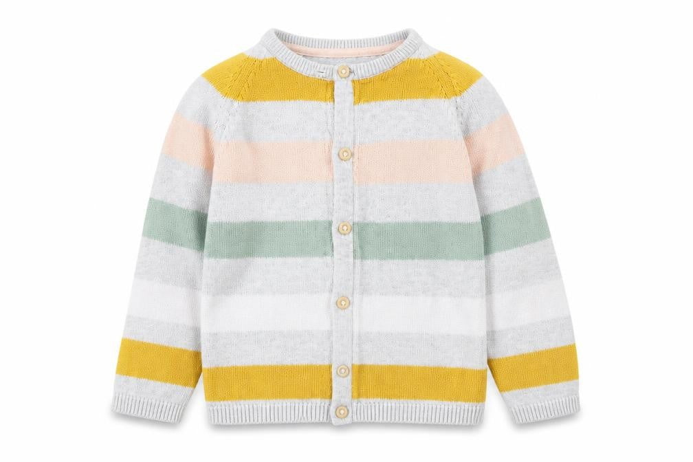 H&M Girls Multicoloured Striped Cardigan 2 Years Cotton Blend Button Up