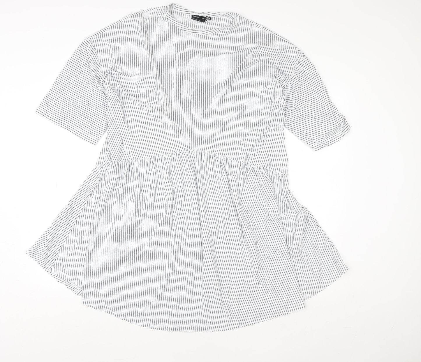 ASOS Design Women Blue Stripe Tall Shirt Dress UK 10 Cotton Blend