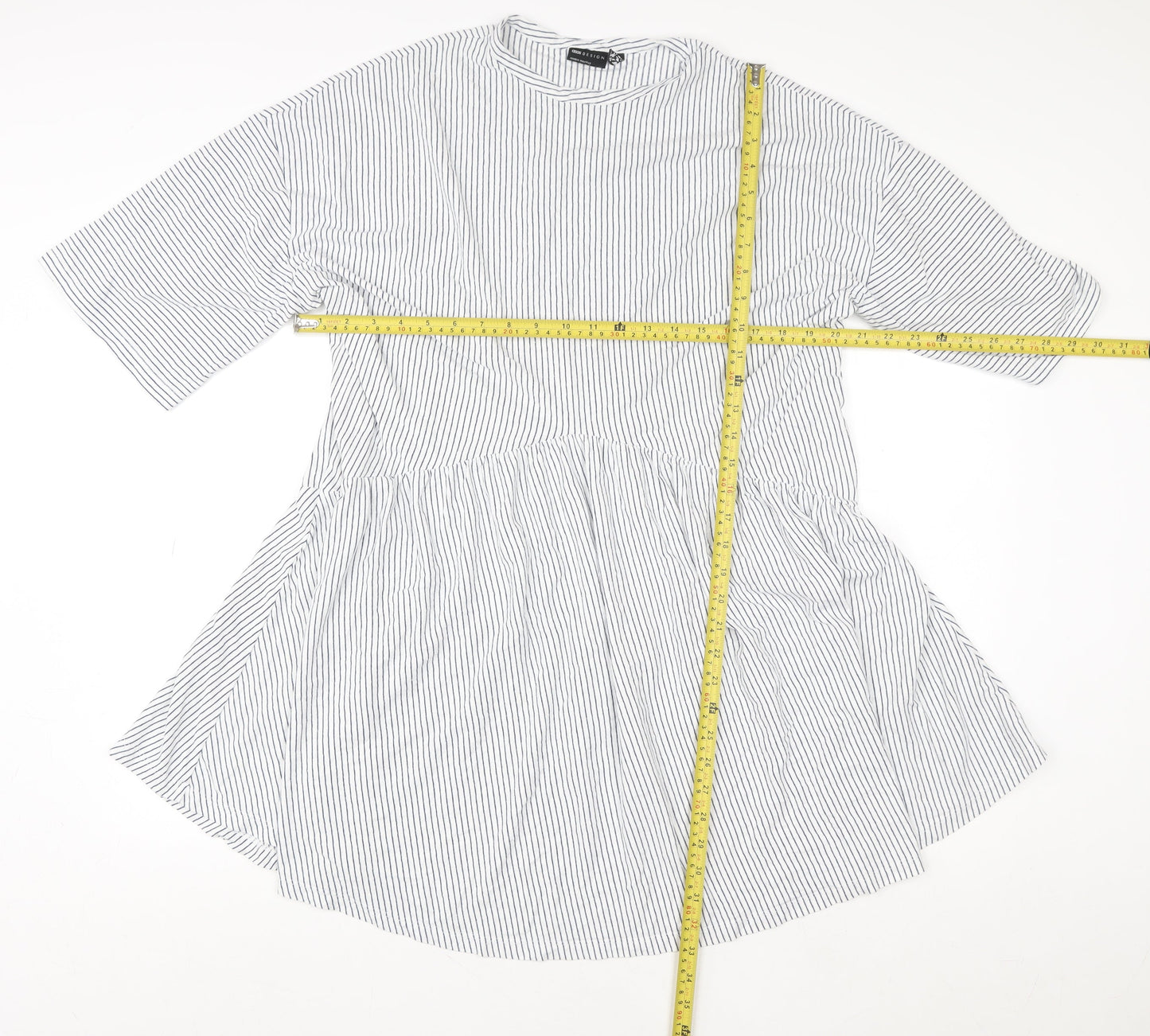ASOS Design Women Blue Stripe Tall Shirt Dress UK 10 Cotton Blend