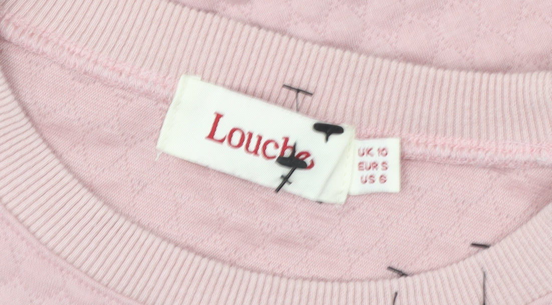Louche Women Pink Honeycomb Textured Crew Neck Pullover Sweatshirt UK 10