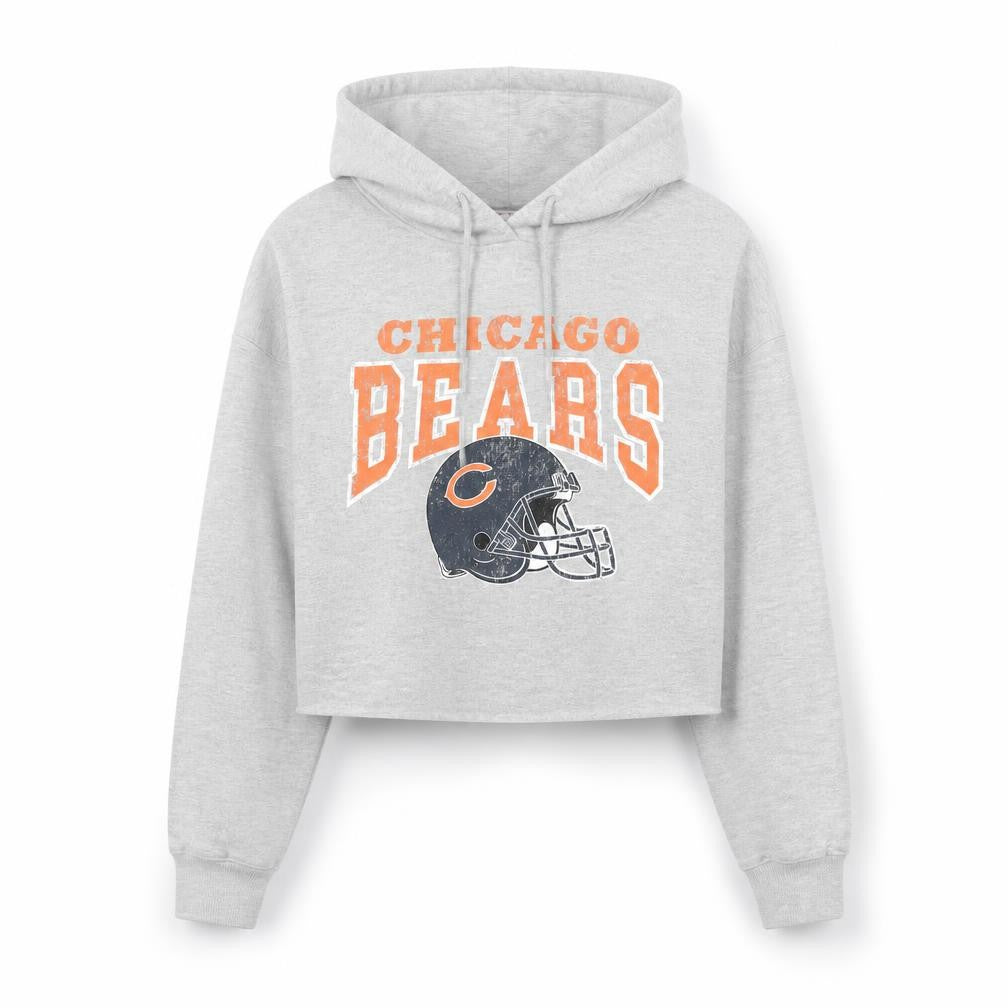 NFL Chicago Bears Womens Grey Crop Hoodie Medium Pullover