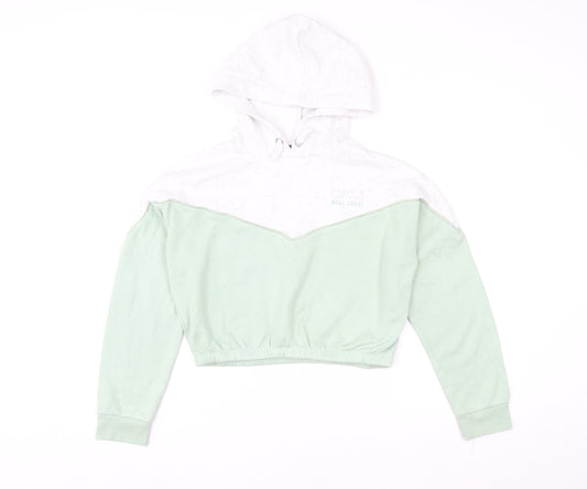 New Look Girls Green Colourblock Hoodie 12-13 Years Pullover Sweatshirt