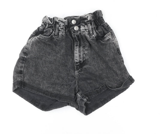 Denim Co Women's Black Size 8 Paperbag High Waist Denim Shorts