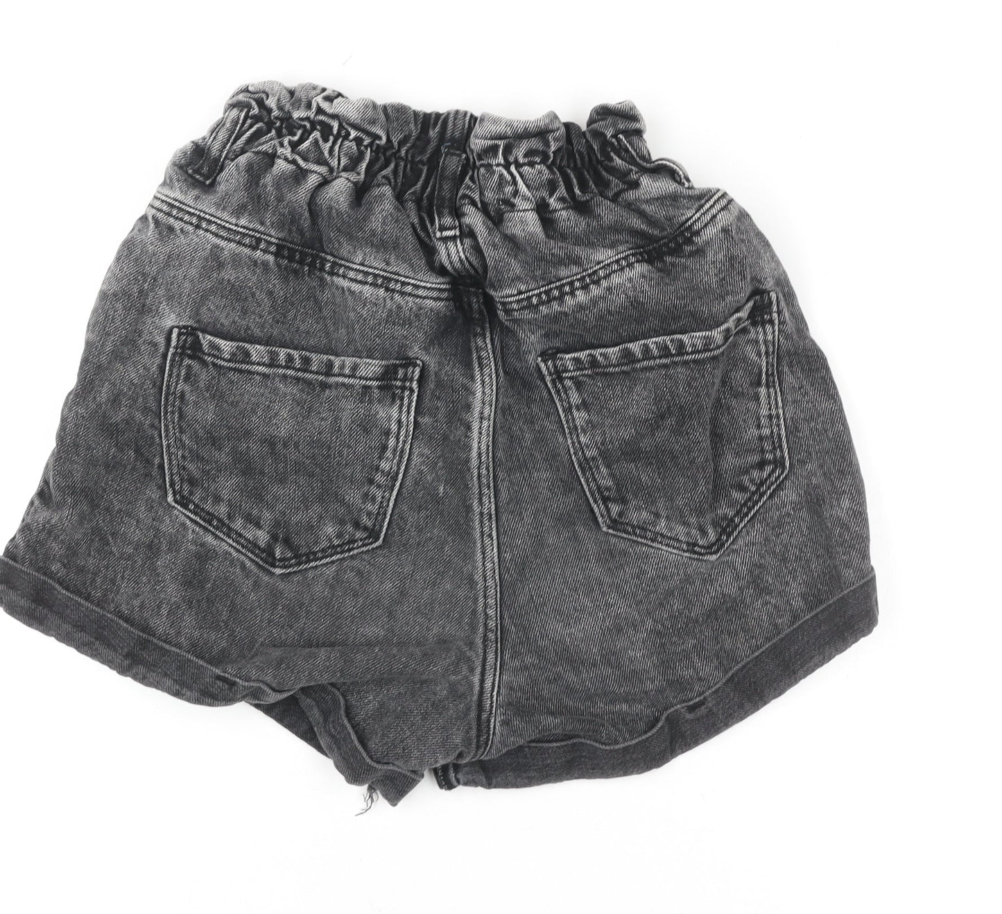 Denim Co Women's Black Size 8 Paperbag High Waist Denim Shorts