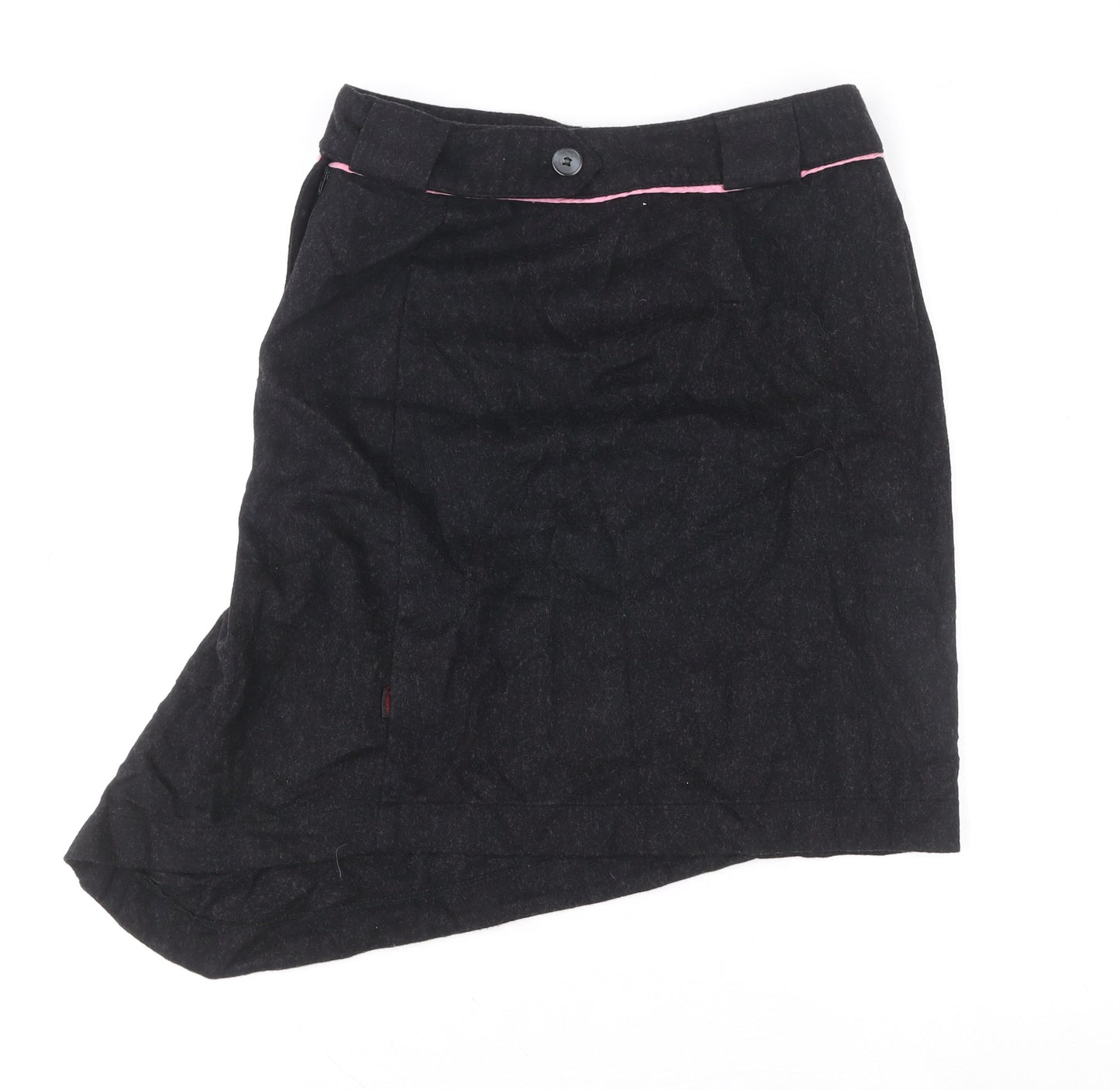 Child Women Black Wool Blend Asymmetric Floral Skirt Size 10