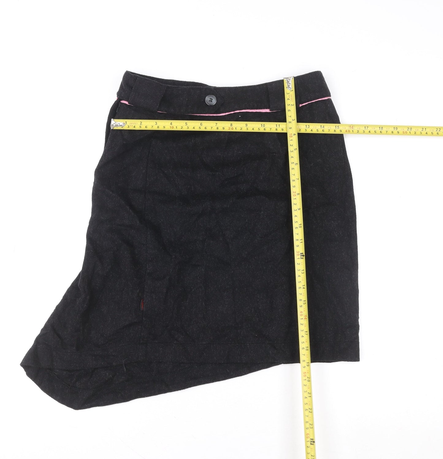 Child Women Black Wool Blend Asymmetric Floral Skirt Size 10