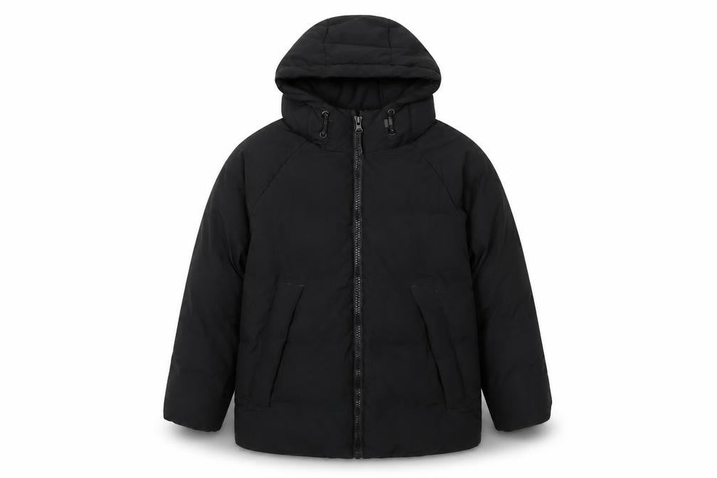 F&F Girls Black Hooded Puffer Jacket 7-8 Years Lined Winter Coat