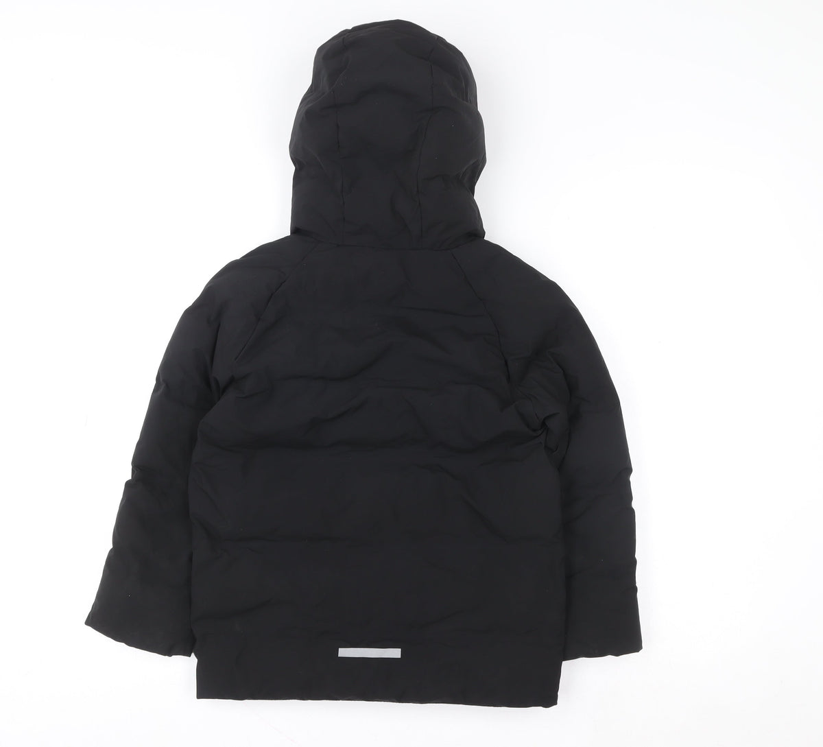 F&F Girls Black Hooded Puffer Jacket 7-8 Years Lined Winter Coat