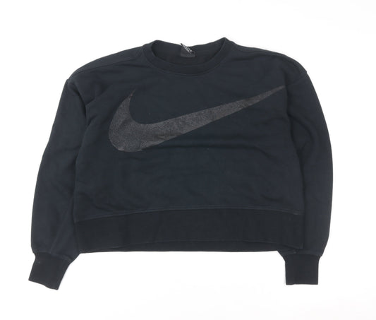 Nike Womens Black Dri-FIT Pullover Sweatshirt XS Cotton Blend