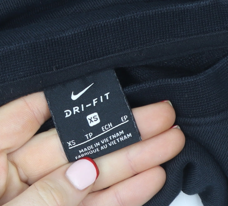 Nike Womens Black Dri-FIT Pullover Sweatshirt XS Cotton Blend