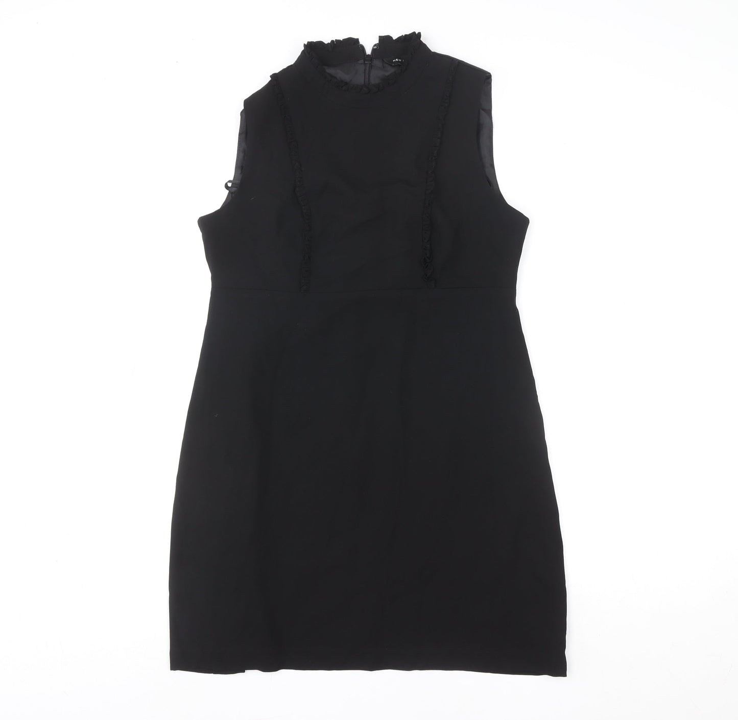 New Look Women Black Size 12 High Neck Sleeveless Shift Dress