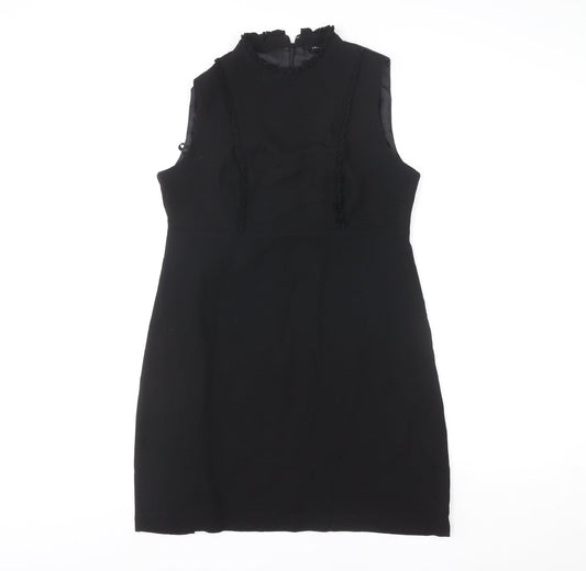 New Look Women Black Size 12 High Neck Sleeveless Shift Dress