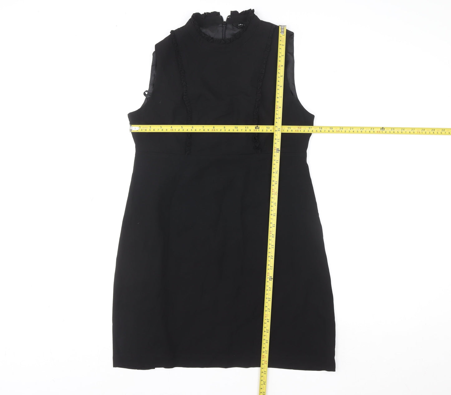 New Look Women Black Size 12 High Neck Sleeveless Shift Dress