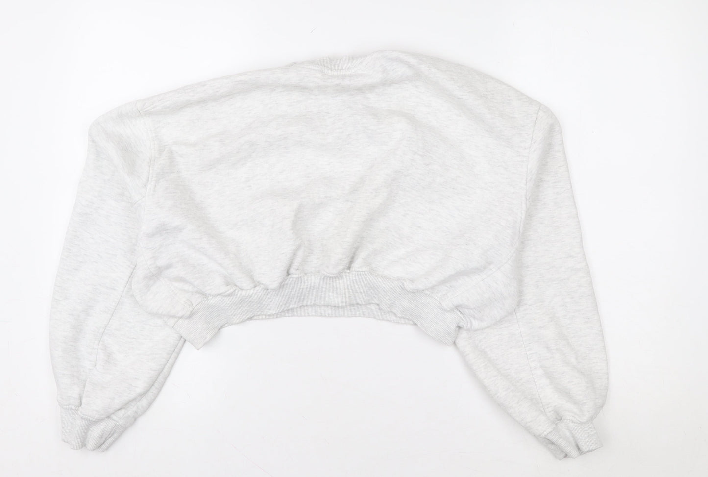 Zara Women Grey Cropped Pullover Sweatshirt M Soft Fleece Lined
