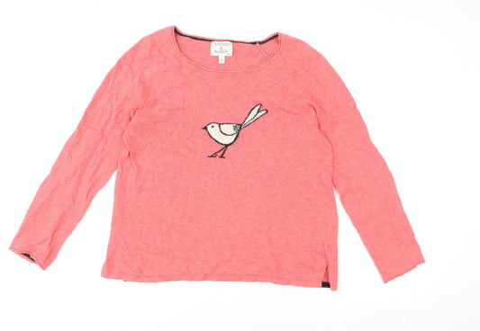 Antoni & Alison Women Pink Bird Motif Pullover Sweatshirt UK 14 L