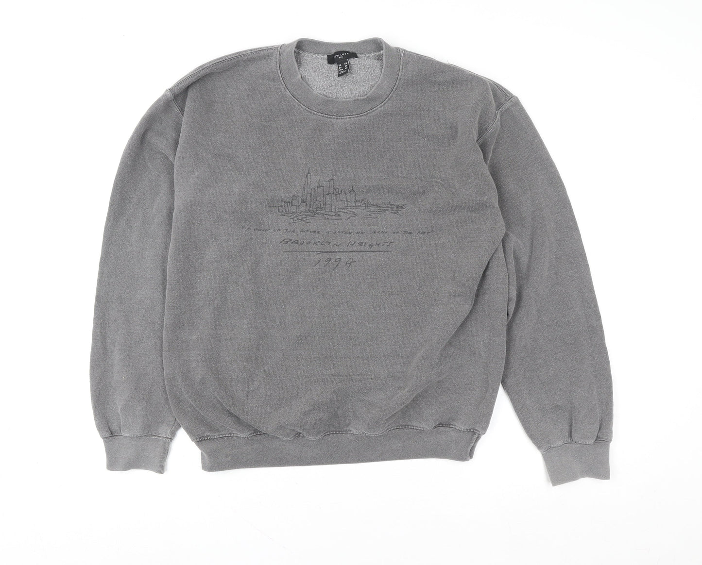 New Look Women Grey Pullover Sweatshirt XS 1994 Graphic Crew Neck