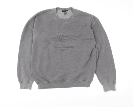 New Look Women Grey Pullover Sweatshirt XS 1994 Graphic Crew Neck