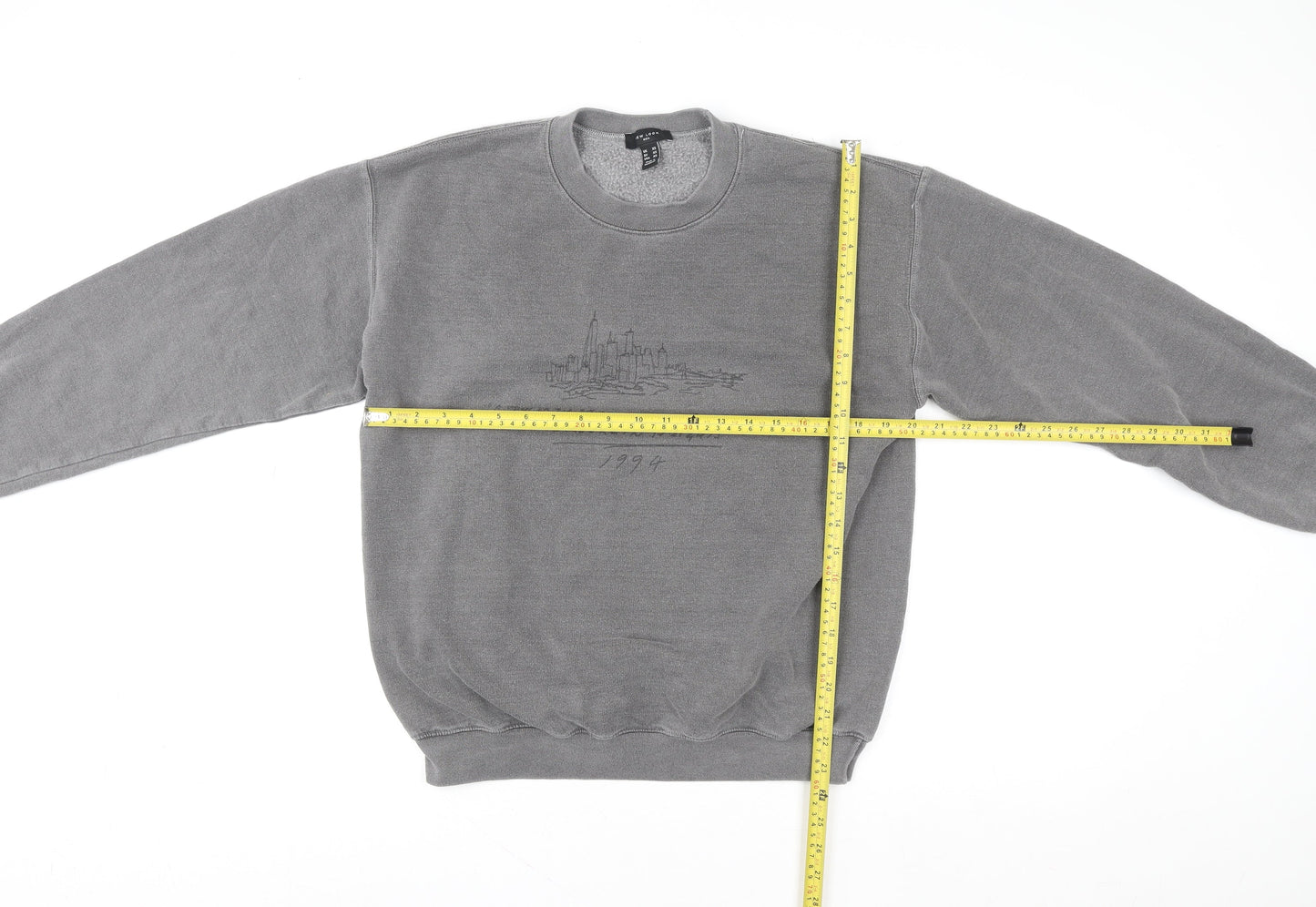 New Look Women Grey Pullover Sweatshirt XS 1994 Graphic Crew Neck