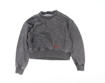 Front view of Primark girls’ grey mickey mouse pullover sweatshirt 10-11 years disney 146cm