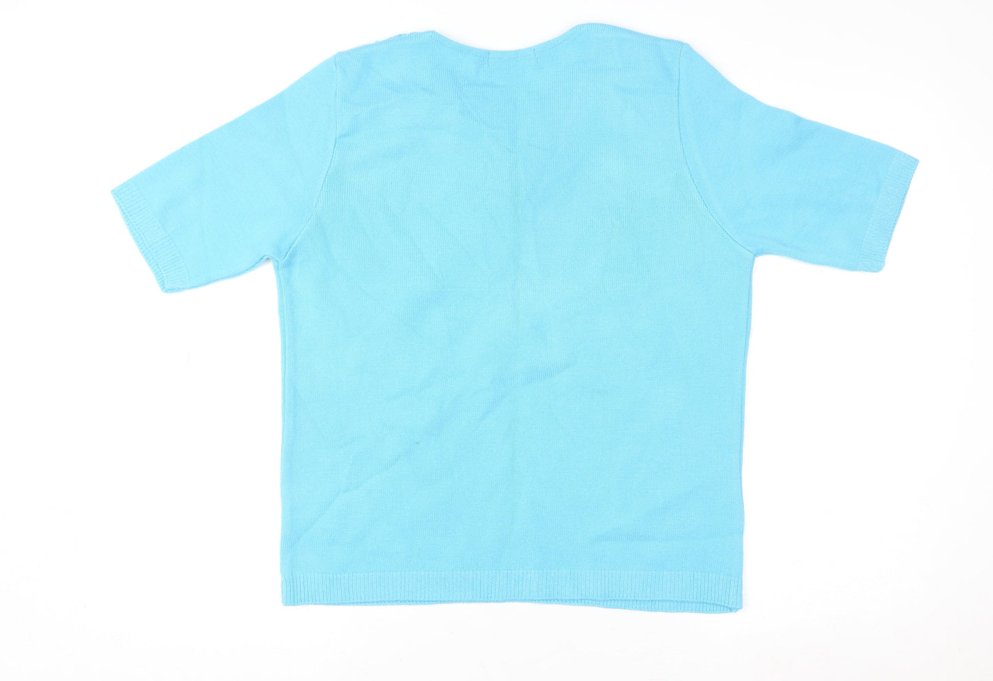 One Touch Women Blue Lace V-Neck Knit Blouse XL