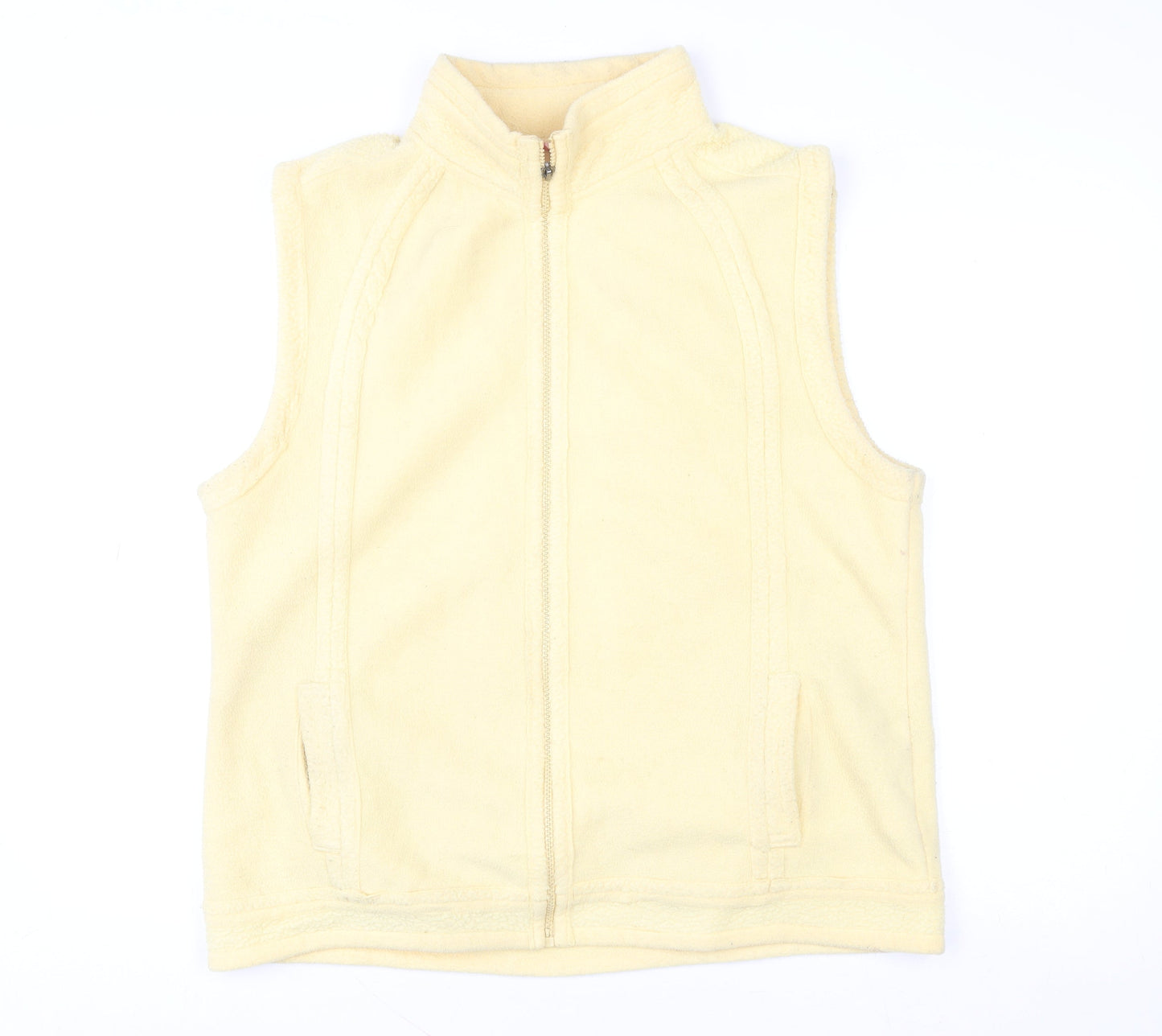 Conos Womens Beige Fleece Zip Waistcoat Size 10 Casual Warm Gilet