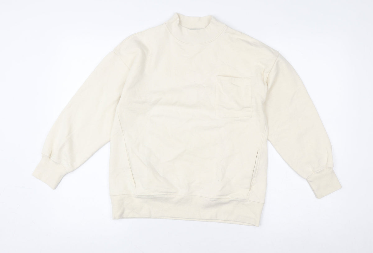 Zara Boys Ivory Cotton Fleece Pullover Sweatshirt Size 9 Years