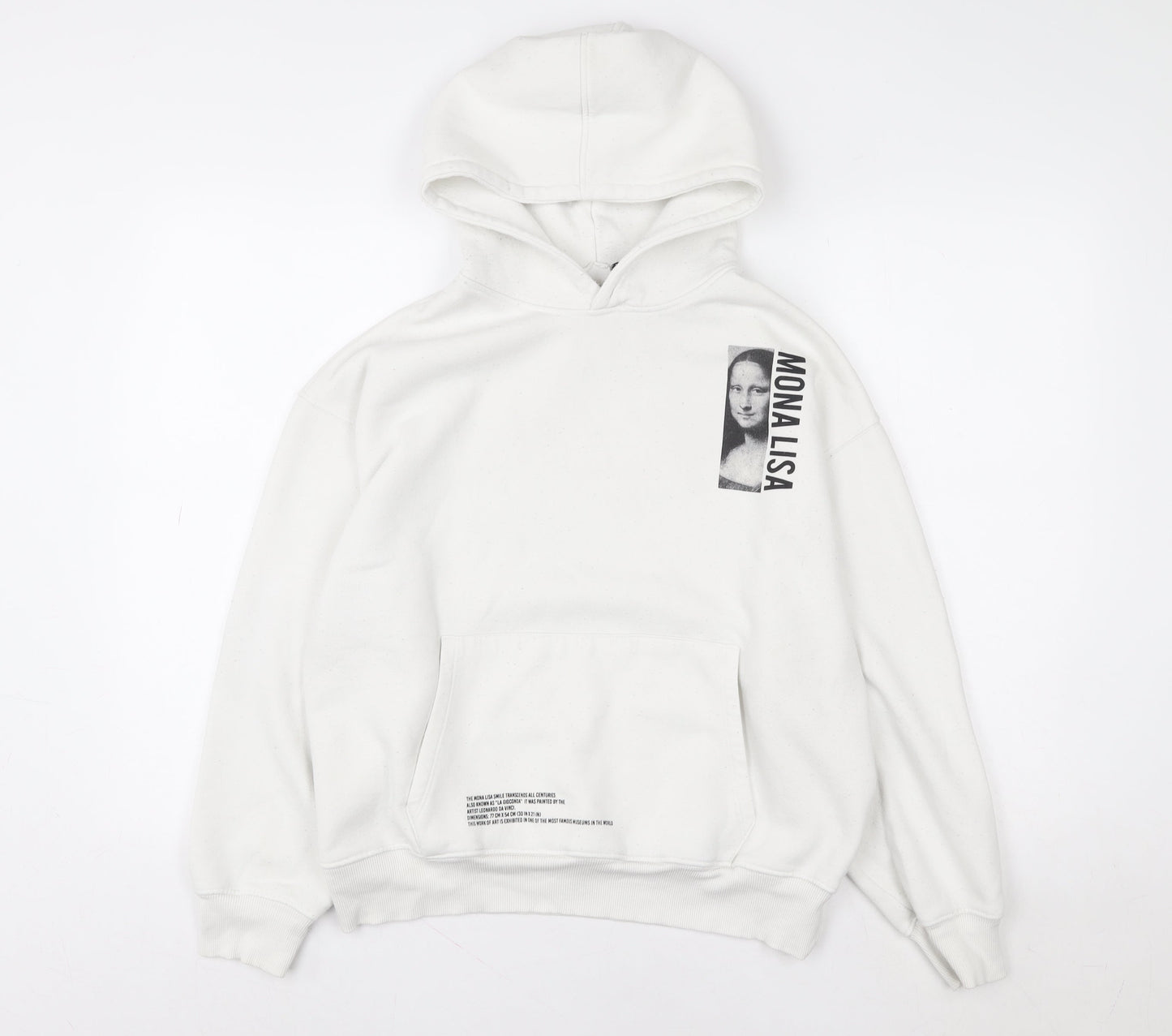ZARA Girls White Mona Lisa Graphic Pullover Hoodie 13-14 Years
