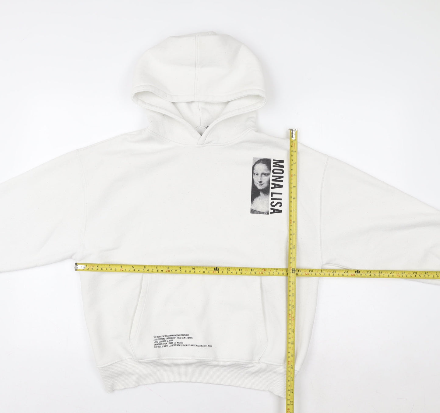 ZARA Girls White Mona Lisa Graphic Pullover Hoodie 13-14 Years