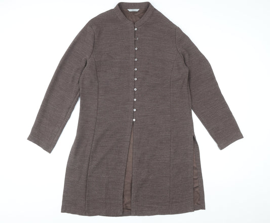 Marks and Spencer Women Brown Size 14 Collared Button Shirt Dress