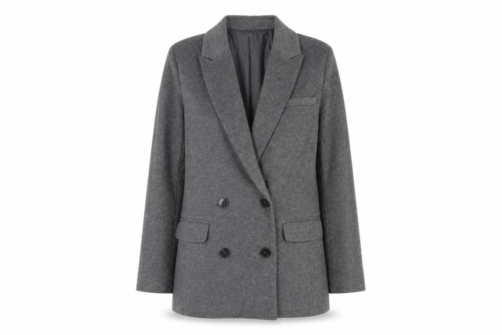 Primark Womens Grey Wool Blend Blazer Coat Size 8 Business Casual