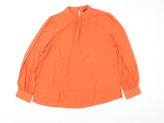 Marina Kaneva Women Orange Long Sleeve High Neck Tunic Blouse Size 18 Plus