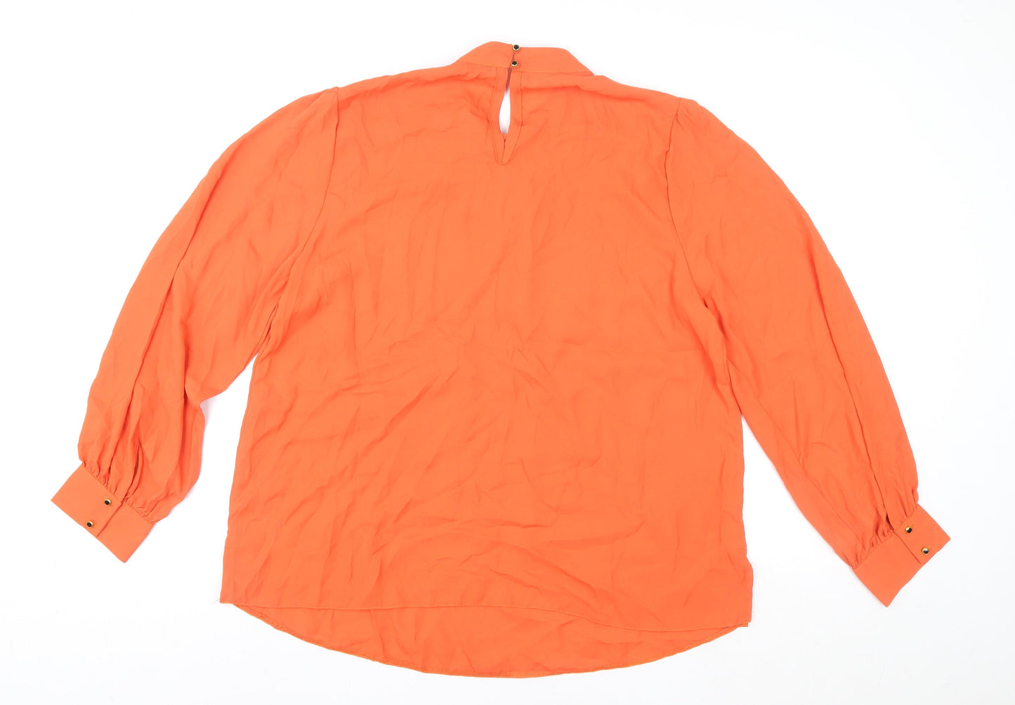 Marina Kaneva Women Orange Long Sleeve High Neck Tunic Blouse Size 18 Plus