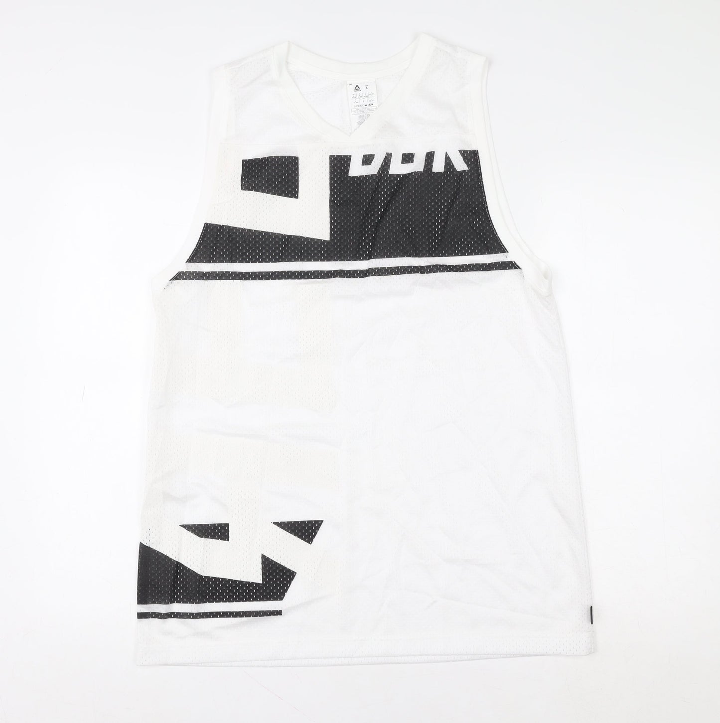 Reebok Mens White Sleeveless Mesh Tank Top L Sports Jersey