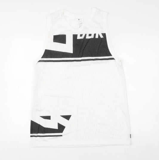 Reebok Mens White Sleeveless Mesh Tank Top L Sports Jersey